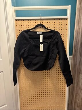 Aritzia Sculpt Knit Long-Sleeve Crop Top in Black